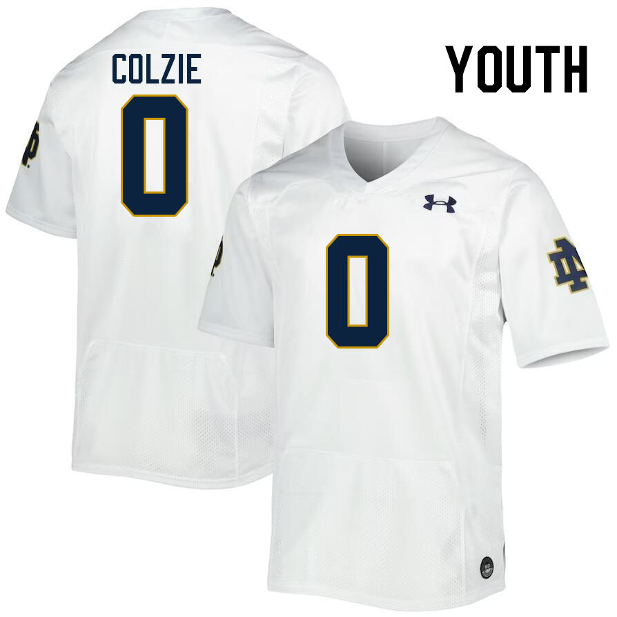 Youth #0 Deion Colzie Notre Dame Fighting Irish College Football Jerseys Stitched-White
